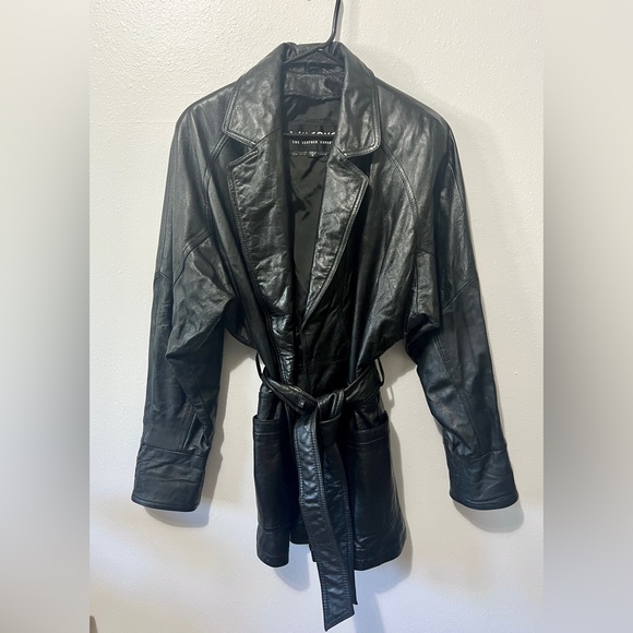 Wilsons Leather Vintage Genuine Leather 90's Trench Coat - Small - Picture 4 of 14